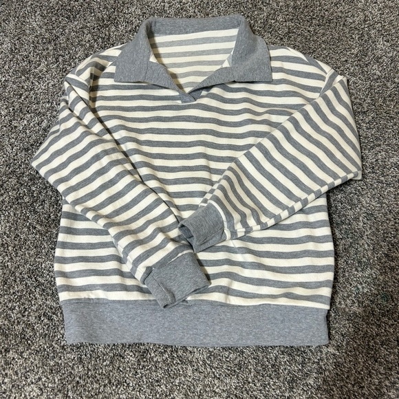 Striped Gray and White Women's Sweatshirt - Picture 1 of 1